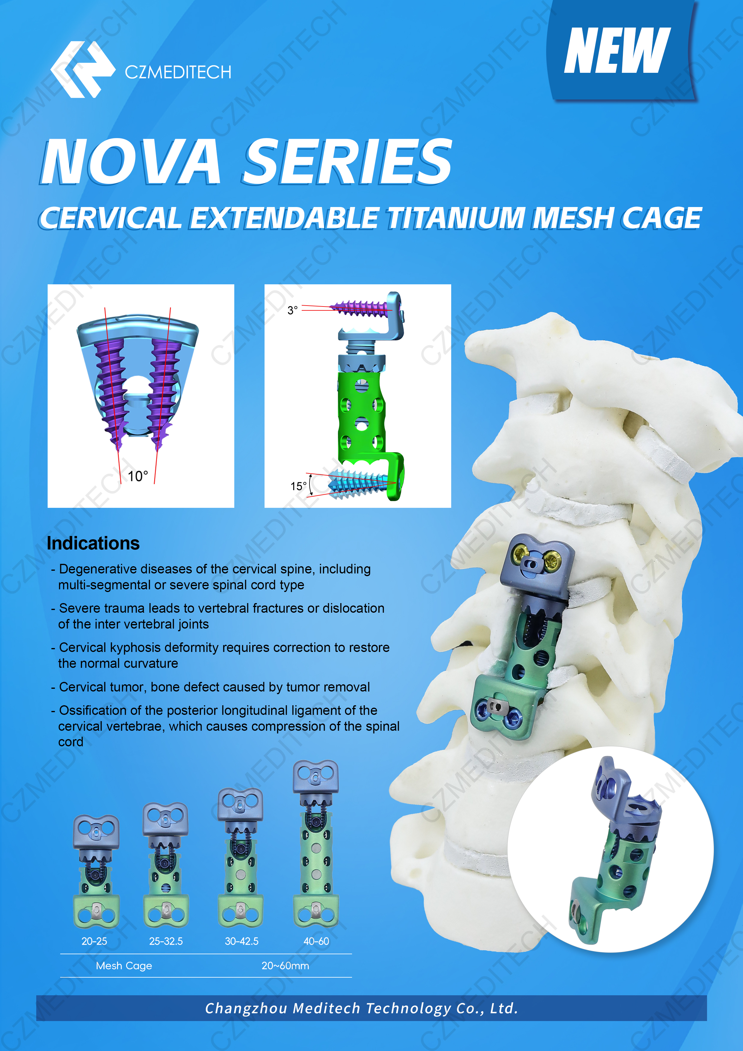 1NOVA SERIES CERVICAL EXTENDABLE TITANIUM MESH CAGE-czmeditech